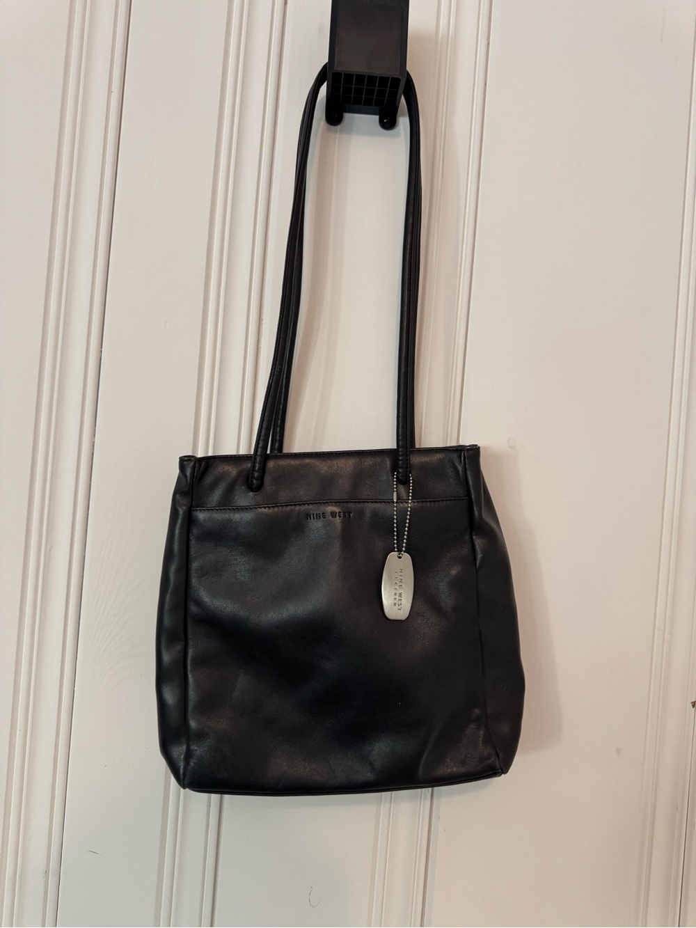 Nine West Black Leather Tote-Style Shoulder Bag